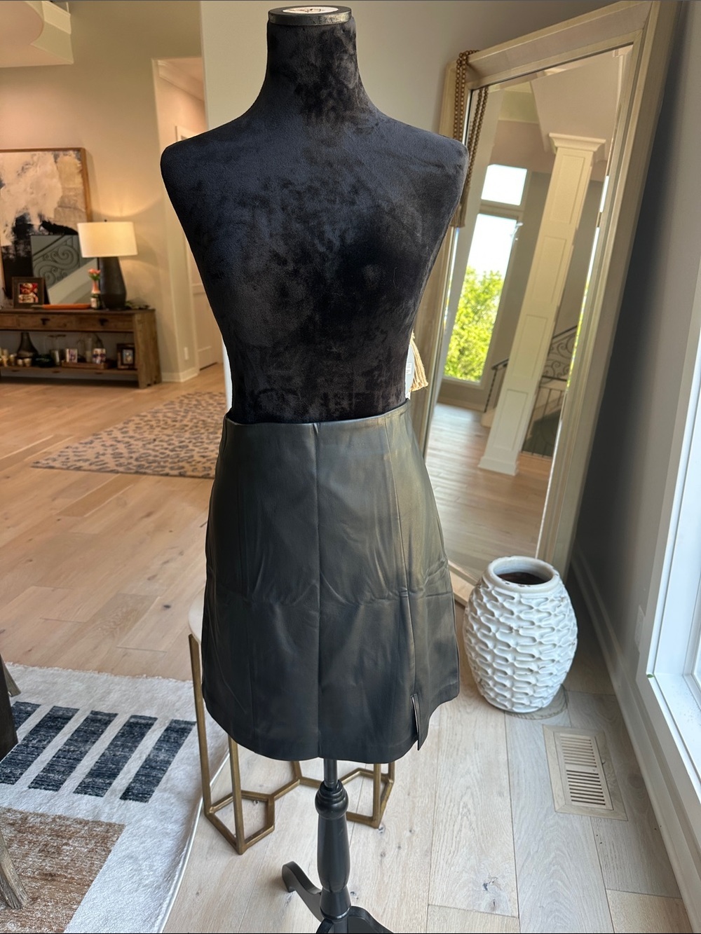 LOFT Black Faux Leather Mini Skirt